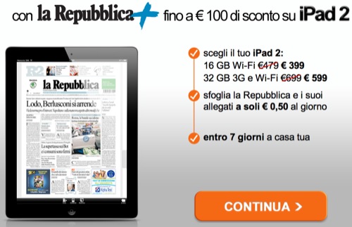La Repubblica sconta iPad 2