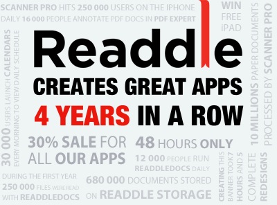 Readdle festeggia 4 anni di vita scontato le proprie app e mettendo in palio 4 iPad