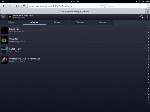 Google Music iPad