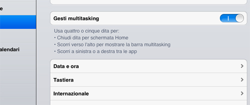 Come abilitare le gesture dedicate al multitasking su iPad 1 con iOS 5