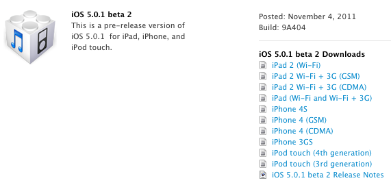 iOS 5.0.1 beta 2 disponibile al download 