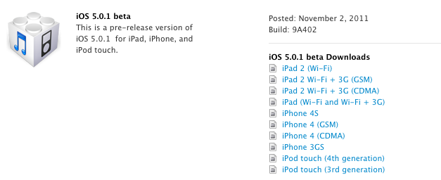 iOS 5.0.1: prima versione beta agli sviluppatori