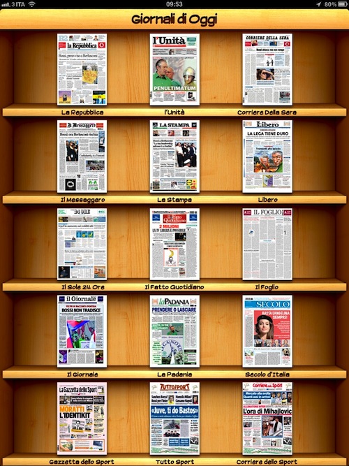 Giornali Oggi: le prime pagine dei migliori quotidiani italiani su iPad