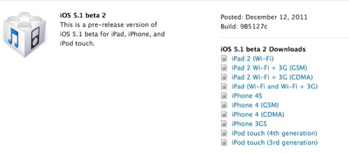 Apple rilascia iOS 5.1 beta 2 agli sviluppatori [Aggiornamento]