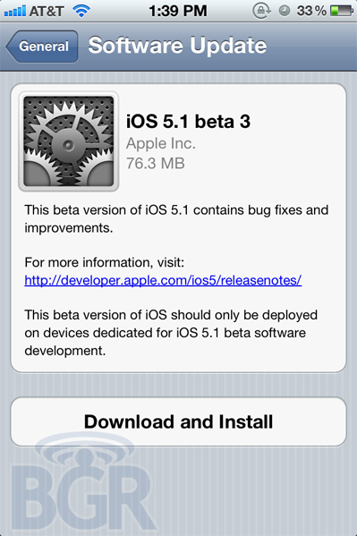Apple rilascia iOS 5.1 beta 3