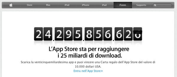 25 miliardi di download per l'App Store: parte il conto alla rovescia