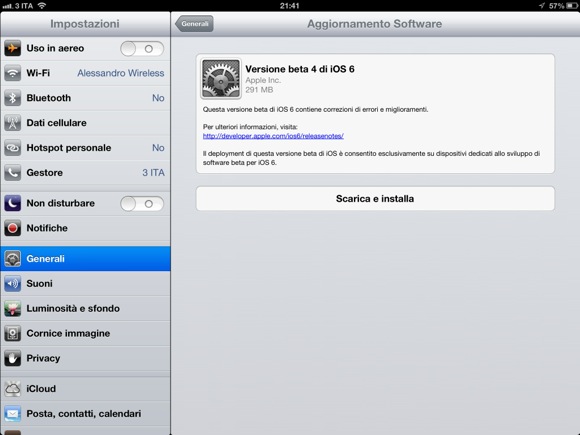 iOS 6 beta 4: Apple lo rende disponibile agli sviluppatori