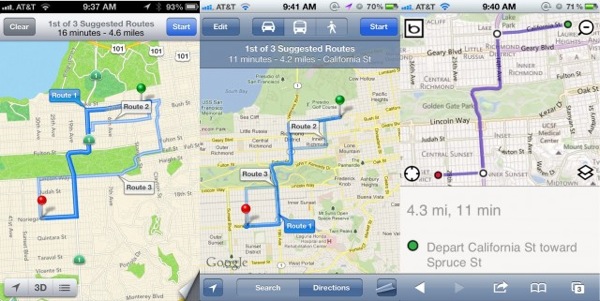mappe Apple Google