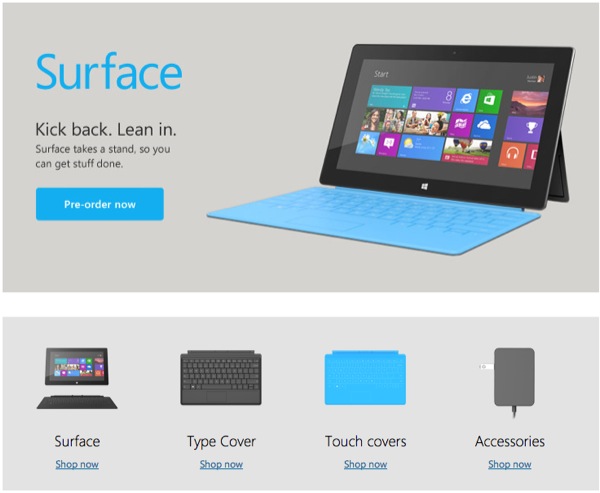 Surface: Microsoft rende disponibili i pre-ordini