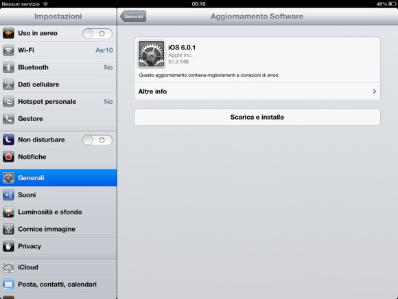 iOS 6.0.1 ora disponibile