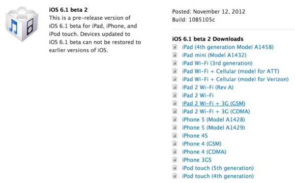 Disponibile al download la beta 2 di iOS 6.1 [aggiornato]