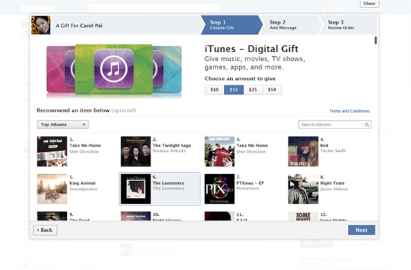 iTunes: è ora possibile acquistare credito su Facebook