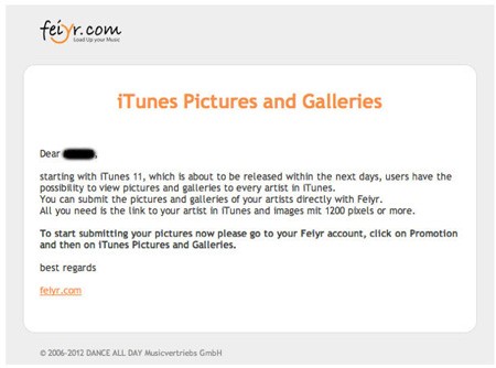 itunes11 email feiyr