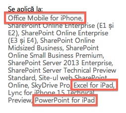 Tracce di Office per iPad nel sito Microsoft