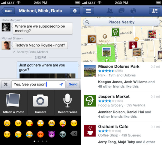 Facebook per iOS si aggiorna, ecco voce, luoghi e registrazione video