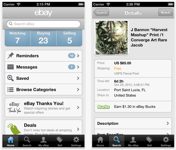 ebay mobile update