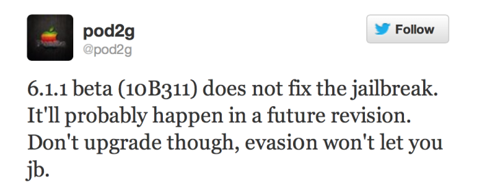 La prima beta di iOS 6.1.1 non danneggia il jailbreak di evasi0n
