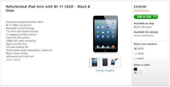 iPad mini ricondizionati a 299$
