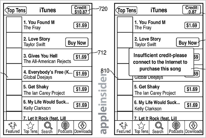 brevetto itunes acquisti offline