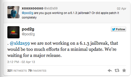 Pod2g: gli evad3rs non stanno lavorando al jailbreak di iOS 6.1.3
