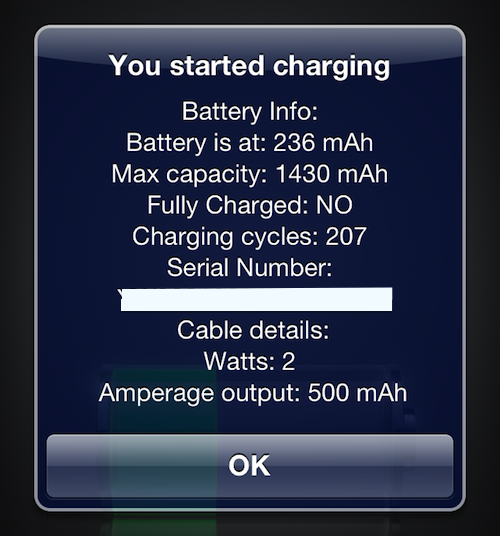 iBatteryInfo, informazioni sulla batteria connettendo o disconnettendo il device