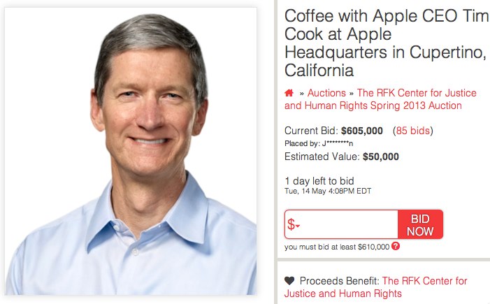 charitybuzz tim cook
