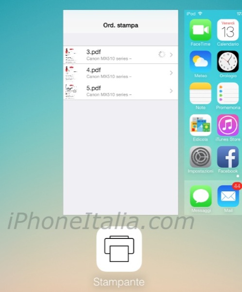 iOS 7: lo spazio che prima ospitava Spotlight è ora dedicato ad AirPrint