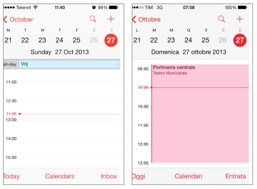 Bug al calendario su iOS 7