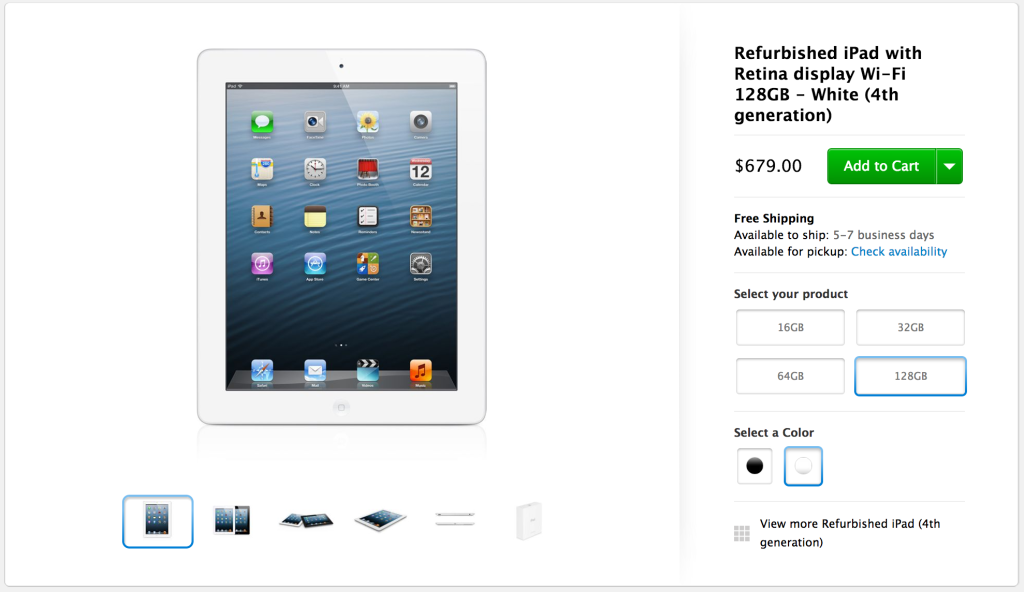 iPad ricondizionati da 128 GB ora sull'Apple Store statunitense
