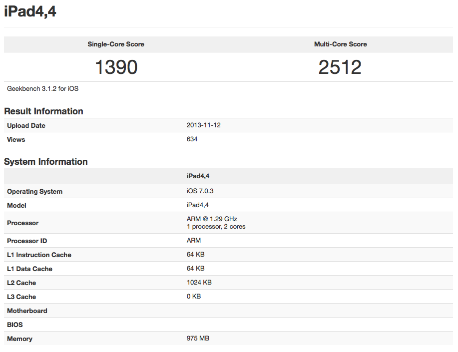 ipad mini retina ipad air benchmark