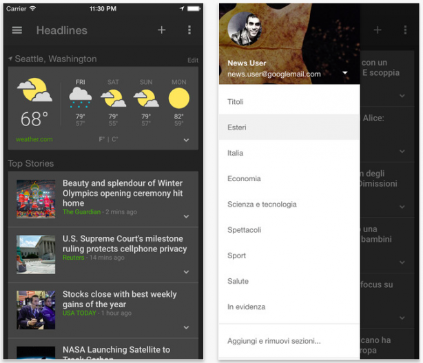 Google Notizie e meteo, arriva una nuova app su iOS