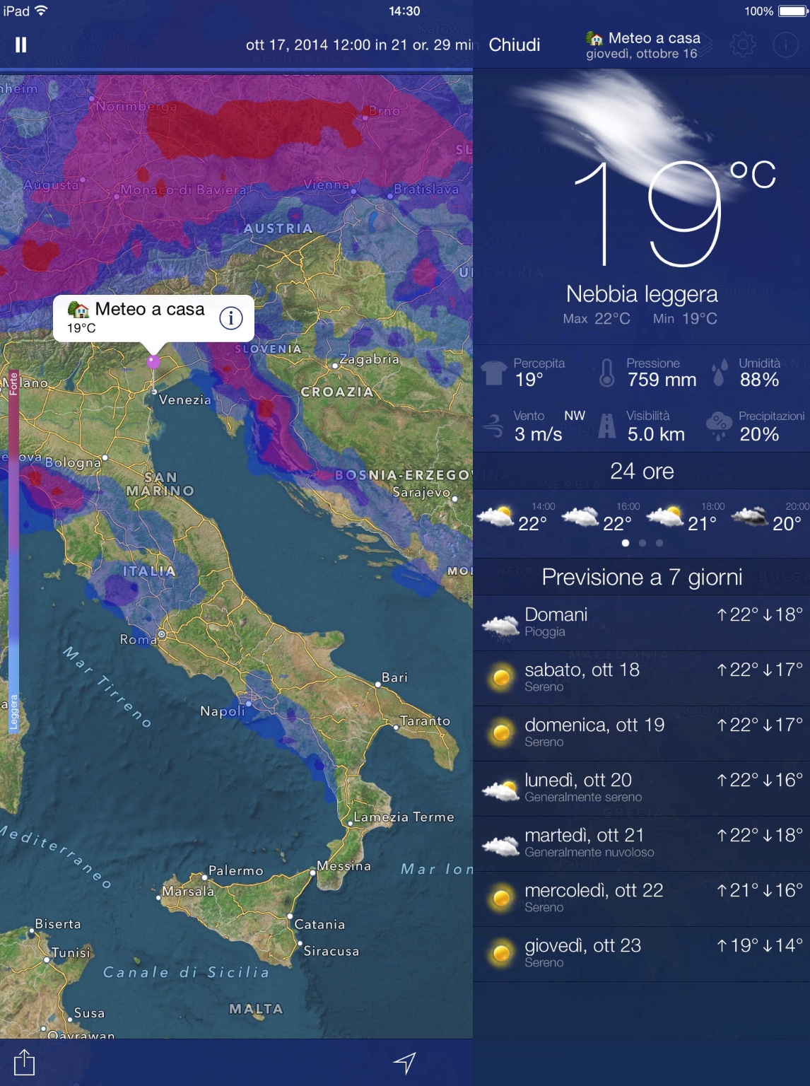 Radar Meteo Pro per iPad, app per il meteo