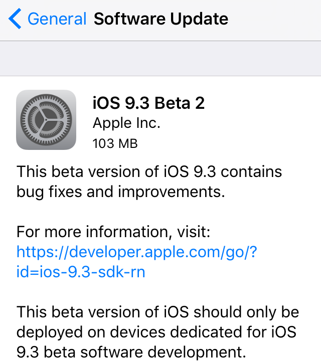 iOS 9.3 beta 2