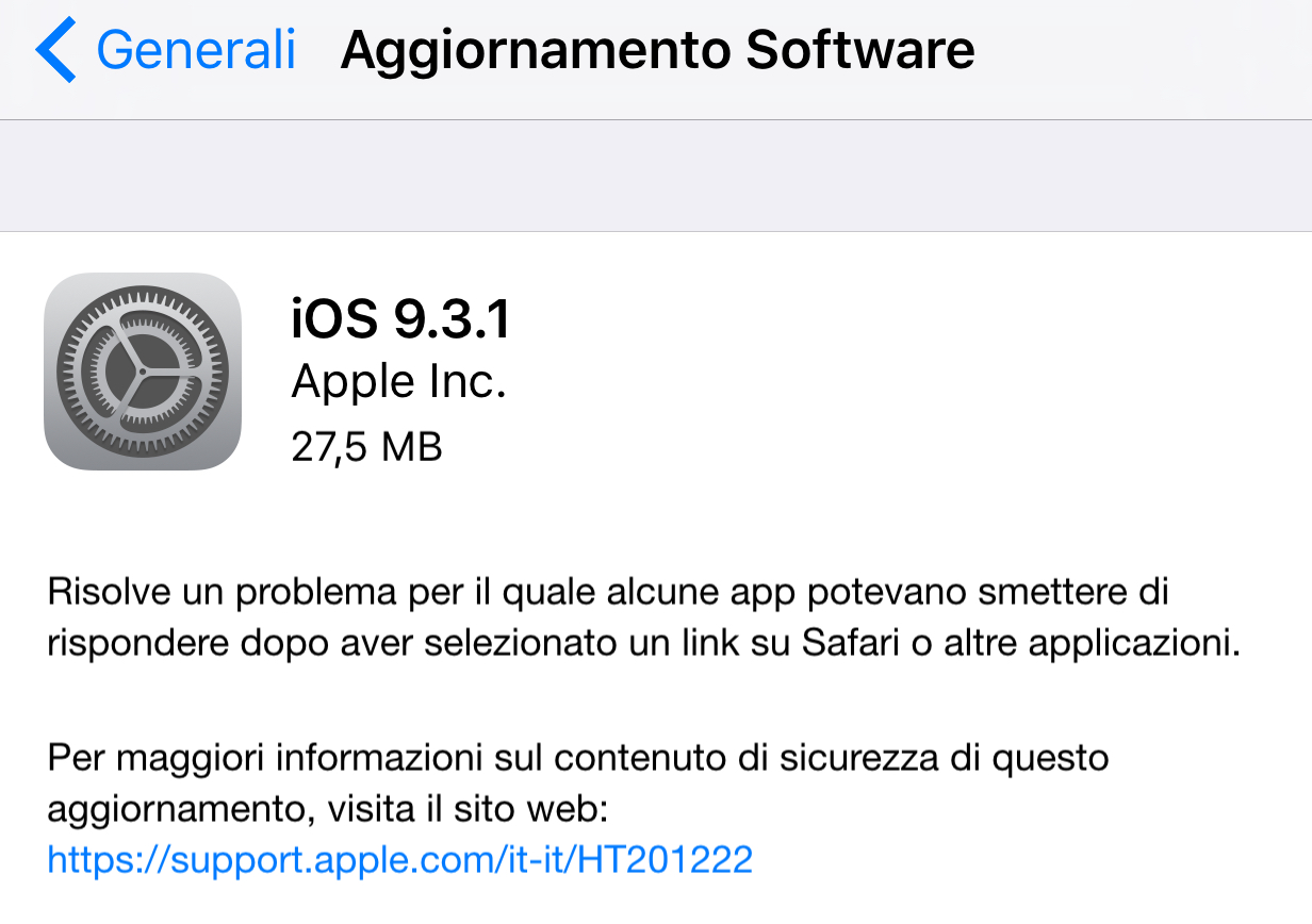 iOS 9.3.1 per iPad: risolto un problema di sicurezza