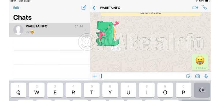 Uscita imminente con l'app WhatsApp per iPad ad aprile